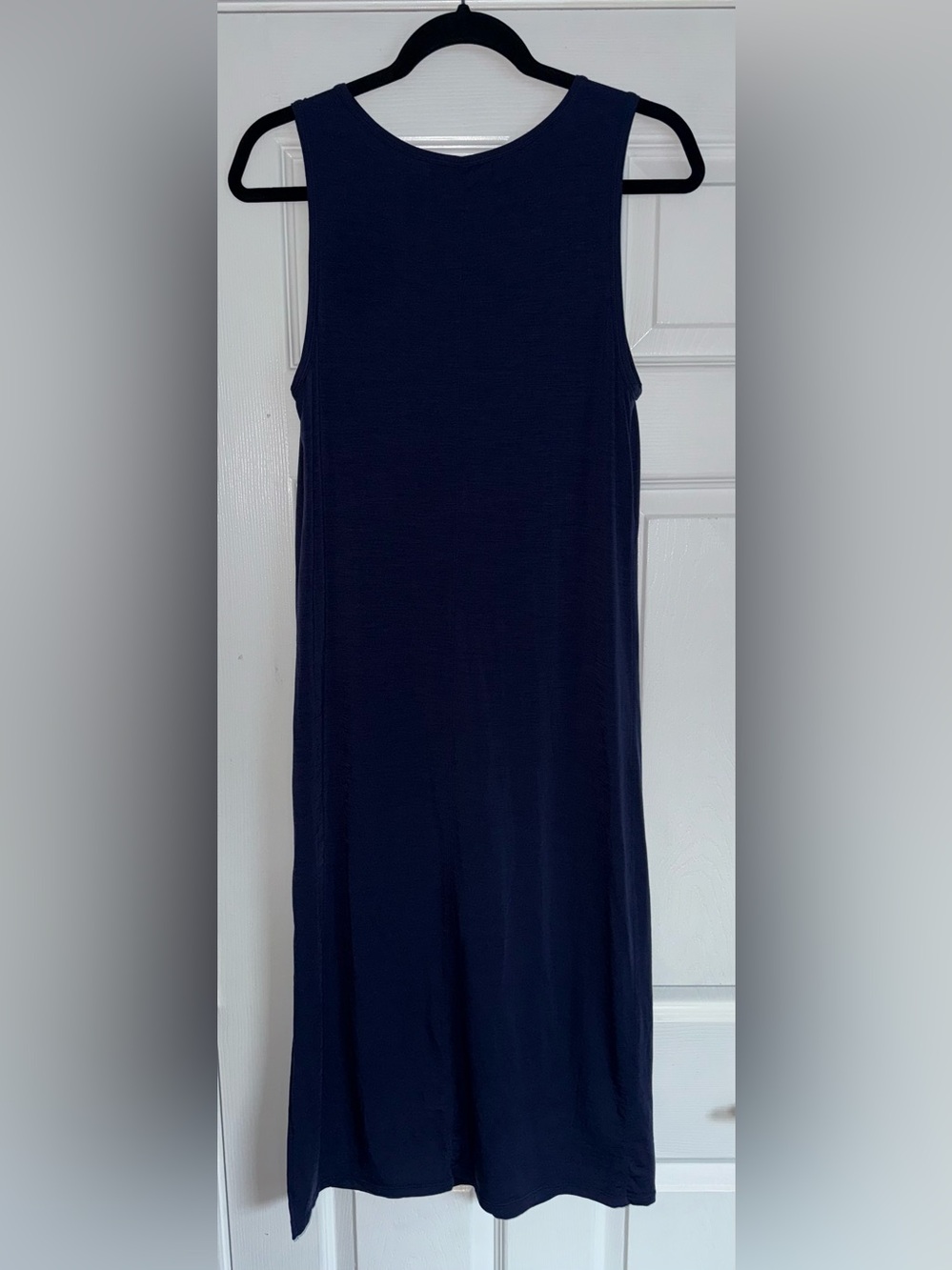 Unbound Merino Wool Navy Blue Scoop Travel Midi Stretch Lightweight Tank Dress S - Picture 8 of 12